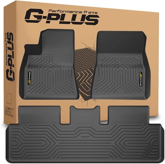 G-PLUS TPE Floor Mats Fit for Tesla Model 3 2017-2023 | Not Fit 2023 Oct-2026 New Model,All Weather Protection,Custom Fit Model 3 Floor Liners Accessories,1st & 2nd Row,Non-Slip