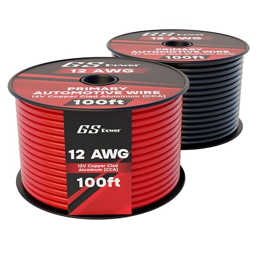 GS Power 200ft CCA 12 Gauge Wire Automotive, 2 Colors Red-Black, 12 AWG 12v, Flexible Speaker Electrical Wire Low Voltage Primary for Car Stereo Audio Trailer Harness Hookup Wiring DIY