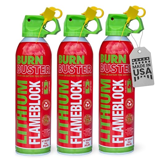 Lithium-Ion Fire Extinguishing Gel 3-Pack - Battery Fire Suppression Gel for Electronics, Stops Thermal Runaway, Non-Toxic, Eco-Friendly, 14oz Canister, Made in USA