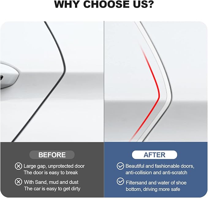 Transparent Widen Car Door Protector, Car Door Seal with U-Shaped Accessories, Interior Seal, Door Edge Protector(32.8FT)
