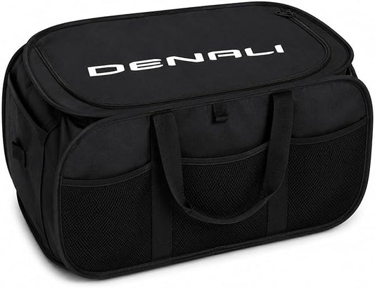 SR1 Performance USA GMC Denali Cargo Organizer – Expandable Pop Up Collapsible Trunk Storage Caddy for GMC Trucks & SUVs – Black with Denali Logo