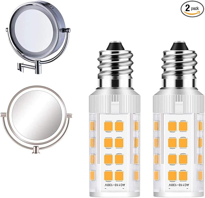 2Pack LED Makeup Mirror Bulb Replacement 20W RP34B Light Bulb fits BE151T BE71CT BE47X BE47BR for Cosmetic Vanity Makeup Mirror with Single Double Sided Lighted Magnification (4000K Natural White)