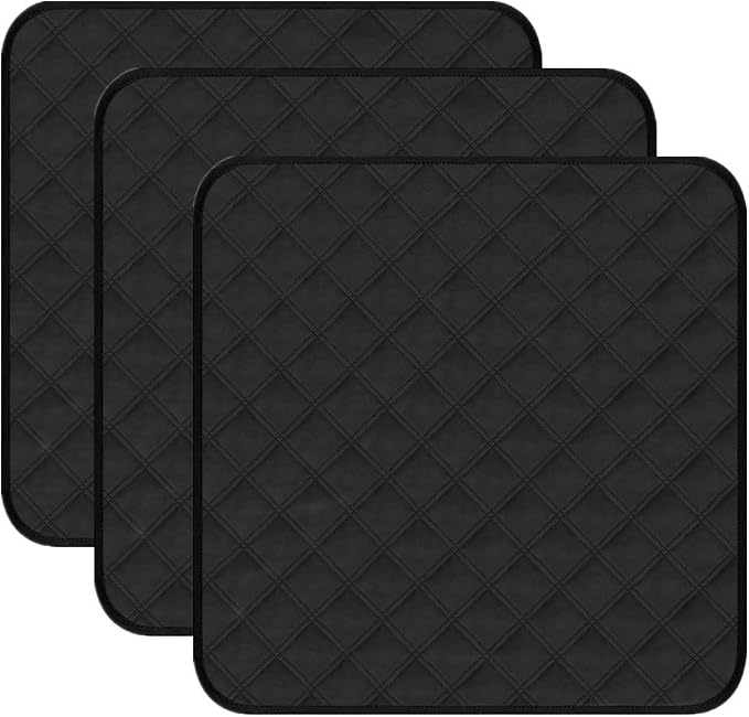 RIQINXIN Waterproof Incontinence Chair Pads Washable Seat Protector Pads for Chairs Incontinence Bed Pads Absorbent for Adults 3Pcs 21x22in Black