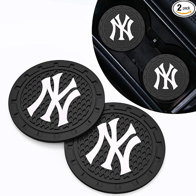 Silicone Yankees Car Cup Holder Coasters,Baseball Fans Car Coasters for NY Yankees Fans, Non-Slip Universal Fit Cup Holder Insert