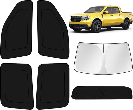 KUST Car Window Shades for Ford Maverick Lariat 2022 2023 2024 2025 Windshield Sun Shade Side Window Cover UV Block Privacy Protection Accessories for Camping Blackout Rear Back Full Set 6PCS