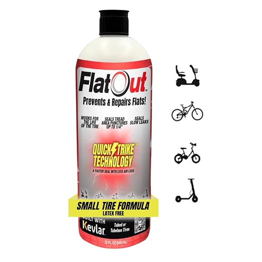 QuickStrike Tire Sealant - Small Tire/Bicycle Formula - NEW Formula - Prevents Flat Tires - Seals Leaks - Contains Kevlar - Tubeless Tire Sealant - 32 Ounce Bottle