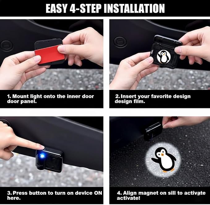 2PCS Ladybug Car Door Lights Projector,Wireless LED Welcome Puddle Lights,Magnetic Logo Projector Door Light Decor Car Accessories Ladybug Gifts for Women Men,Suitable for All Vehicles Motorcycle
