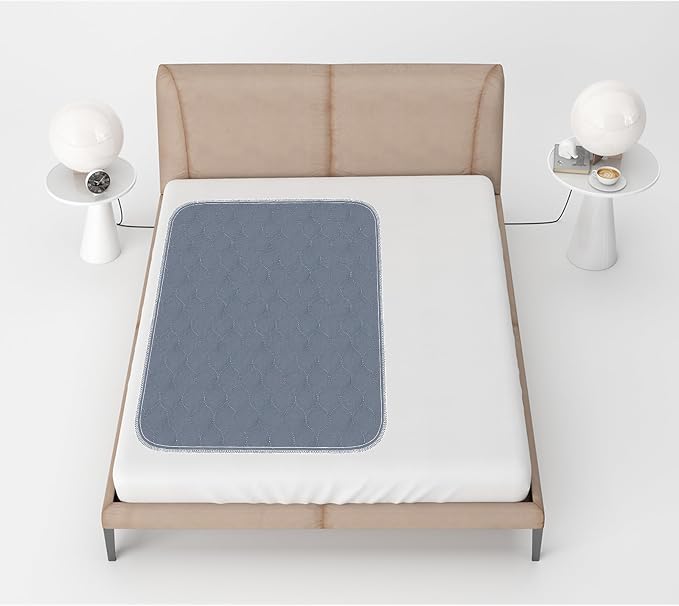 RIQINXIN Waterproof Incontinence Bed Pads Absorbent Reusable Seat Protector Washable for Adults Elderly (Bed Wheelchair Sofa) Quilted Chuck Pads Grey 35x60in 1Pcs