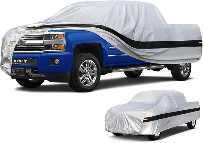 10Layer Truck Cover Waterproof All Weather. Pickup Truck Cover Rain Snow UV Dust Protection. Length: 242-250 inches, Universal Fit for Ford F150 Chevy Silverado Dodge Ram 1500.