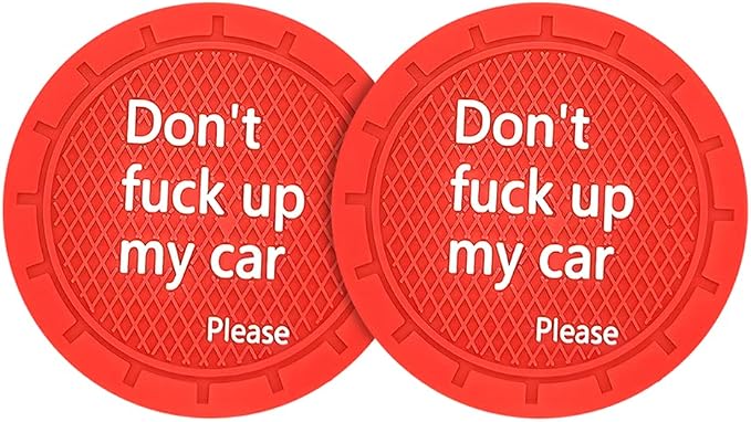 8sanlione 2 Pack Car Cup Holder Coasters, 2.75 Inch Non-Slip PVC Insert Cup Coaster, Anti-Scratch Auto Cup Mats for Women Men, Vehicle Interior Accessories Universal for Car, SUV, Truck (D Red/2PCS)