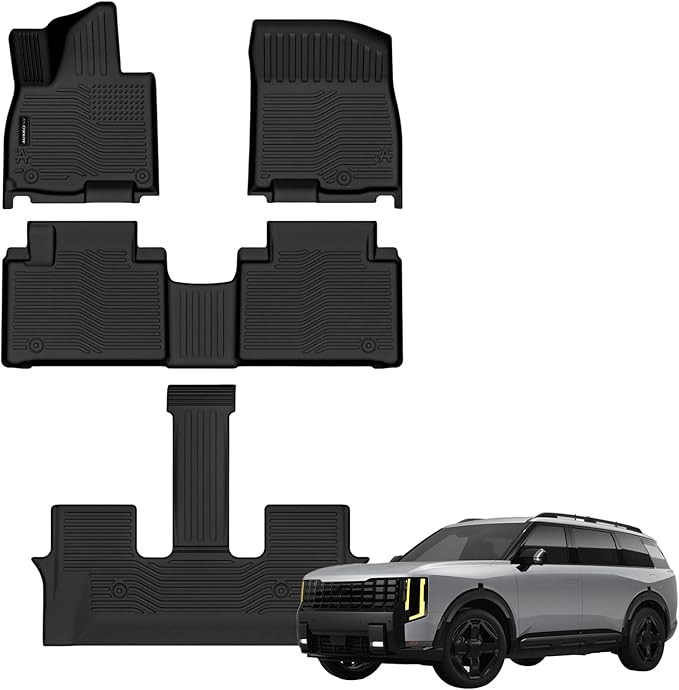 Auxko All Weather Floor Mats for 2027 Kia Telluride Hybrid TPE Liners All Season Accessories Guard Odorless Anti-Slip Floor Liners