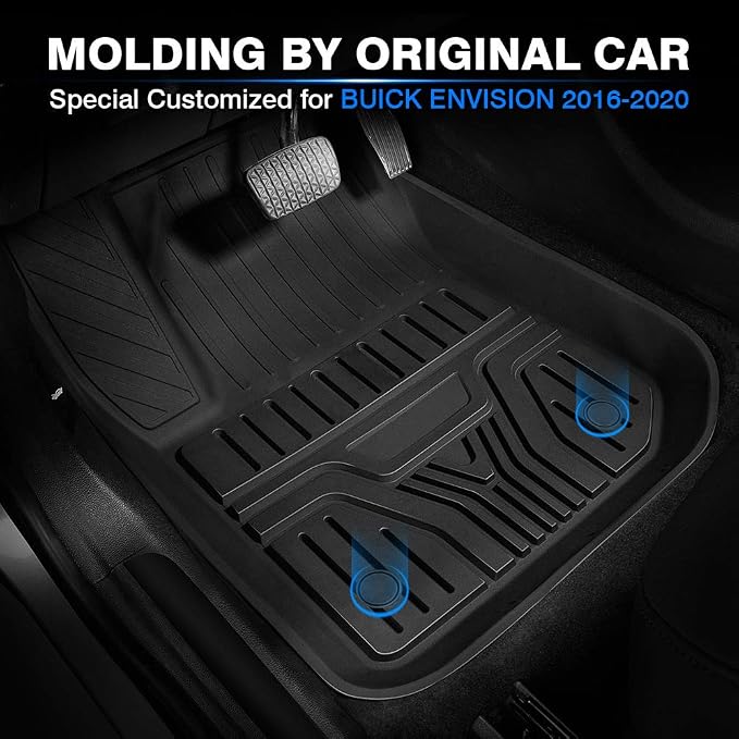 Mixsuper Custom Fit for Floor Mats Buick Envision Accessories 2016 2017 2018 2019 2020 All Weather Floor Liners Heavy Duty 2 Row Liner Set