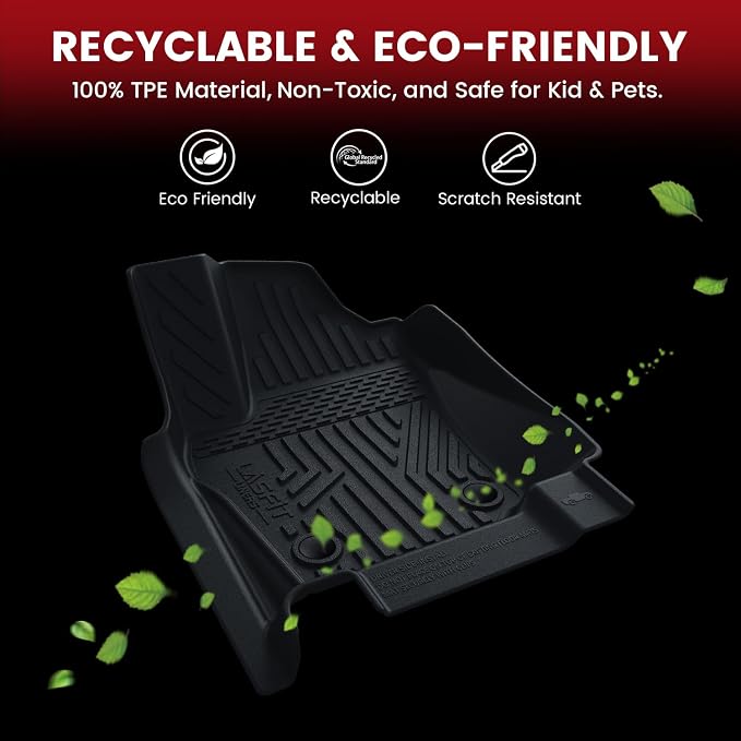 LASFIT Floor Mats&Cargo Mat for Toyota 4Runner 2013-2024 (Only for 5 Seats) Backrest Mats All Weather TPE Mats Custom Fit Floor Liners for Toyota 5th gen 4 Runner 1st & 2nd Row Full Set Car Mats