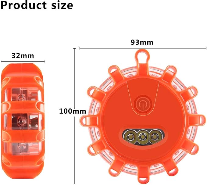 4Pack LED Road Safety Flare Roadside Warning Flashing Lights Emergency Disc Beacon for Car Marine Boat