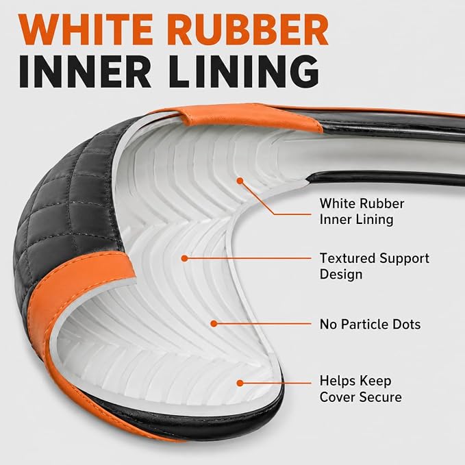 Couslcd 14.5-15 Inch Leather Steering Wheel Cover with Soft Padded Lining, Anti-Slip Comfort Grip, Universal Steering Wheel Protector for Most Cars, SUVs, Trucks (Orange)
