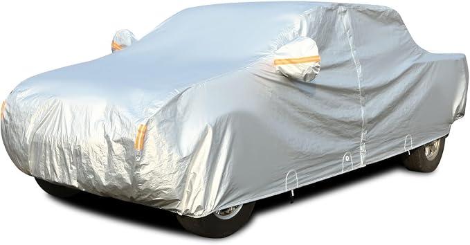 Tecoom Truck Cover Waterproof All Weather, 3-Layer Fleece Lined Full Exterior Pickup Cover with Zipper Door & Lock, UV Snow Rain Outdoor Protection, Universal Fit Regular/Extended/SuperCrew Cab