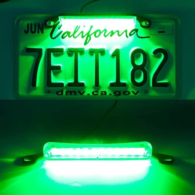 LivTee License Plate Light, Extremely Bright LED License Plate Lights Assembly for Trailer UTV ATV Truck RV Boat, Green