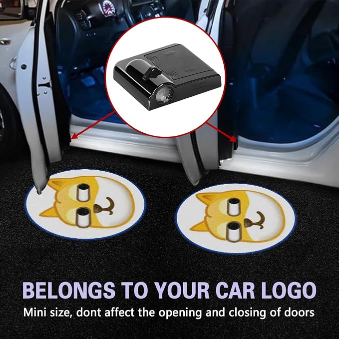 Zufoty 2PCS Car Door Light Projector, Wireless LED Car Door Paste Welcome Courtesy Light, LED Courtesy Ghost Shadow Welcome Lamp, Universal Car Accessories Fits Most Car SUV Truck