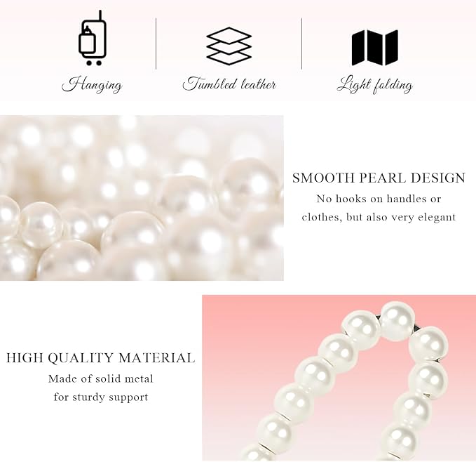 DXNQ Elegant Pearl Car Seat Headrest Hook, Cute Car Seat Hook Hanger Storage Organizer for Handbag Purse, Interior Decoration Headrest Hanger for Women Girls, Car Accessories