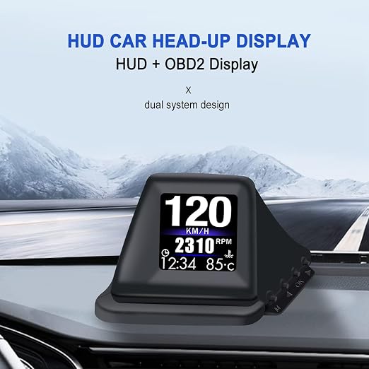 KAOLALI Head Up Display for Car Digital Speedometer Display GPS+OBD2 Dual System Smart Gauge MPH Clock RPM Over Speed Alarm Odometer for All Vehicle
