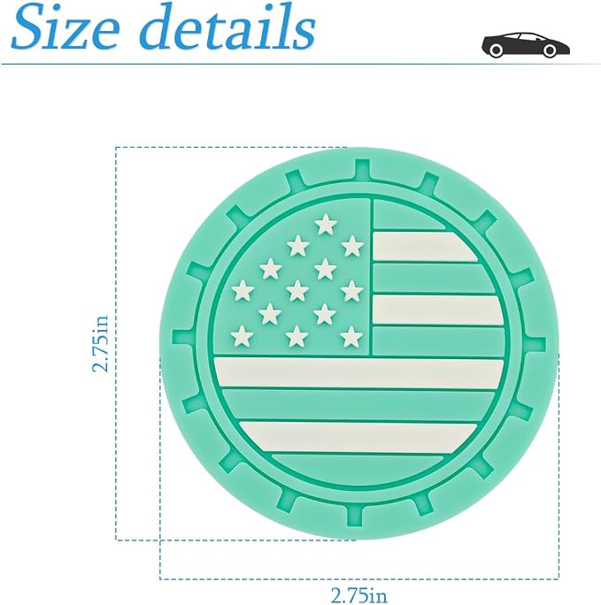 AUCELI 4 Pack Car Cup Holder Coasters, Colored American Flag US Flag Insert Car Cup Coaster, 2.75 Inch Anti Slip Shockproof Embedded Drink Mat, Vehicle Interior Decor Accessories
