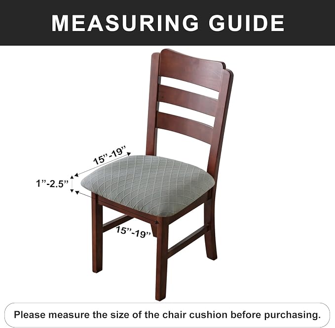 Genina Waterproof Seat Covers for Dining Room Chairs Covers Dining Chair Cover Kitchen Chair Covers (Grey, 6 Pcs)