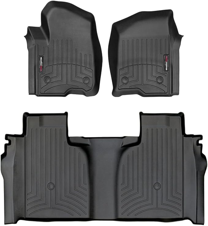 WeatherTech Custom Fit FloorLiners for Chevrolet Silverado 1500, Silverado 2500HD/3500HD, Silverado 1500 LTD - 1st & 2nd Row (441436-1-2), Black