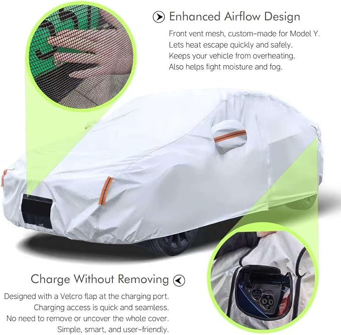 Tesla Model Y Car Cover (2020-2026) Waterproof All Weather, Heavy Duty Car Covers with Driver Door Zipper, Outdoor Rain Snow UV Protection
