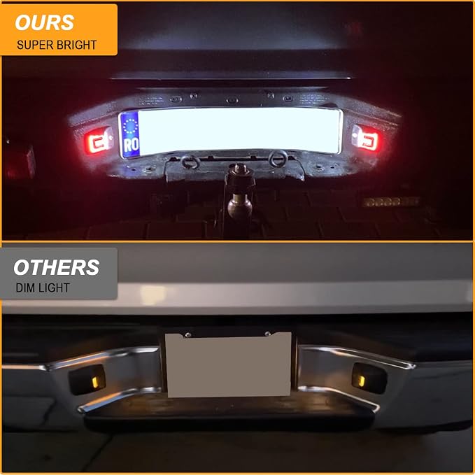 R&F Auto Red OLED Neon Tube LED License Plate Light Replacement for Tacoma 2005-2015 / Tundra 2000-2013 Pickup Truck Tag Lamp 6000K Diamond White 2-Pieces Tag Lights Smoked Lens