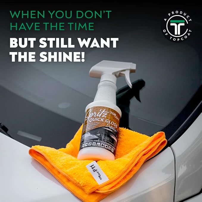 TopCoat Spritz Quick Detailer Spray and Waterless Car Wash Spray - Wash, Clean and Shine Your Car, Truck, Scooter, RV and Motorcycle Without Water - 16 oz