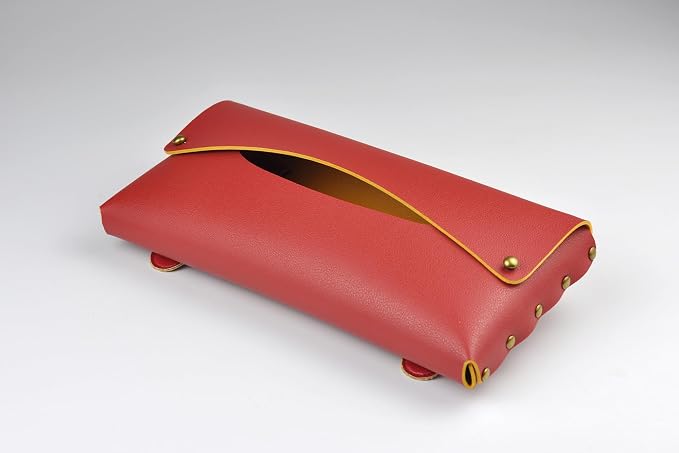 Car Tissue Holder, Tissue Case for Sun Visor, PU Leather Backseat Napkin Holder with Clips (Red)