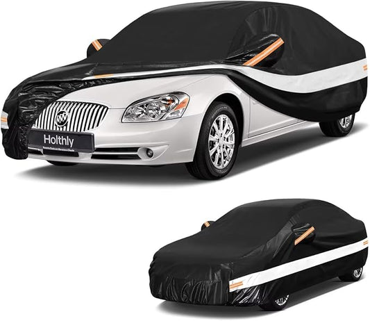 10 Layers Sedan Car Cover Custom Fit for Buick Lucerne (2005-2011), Waterproof All Weather for Automobiles, Outdoor Full Cover Sun Dust Rain Protection with Cotton. Black