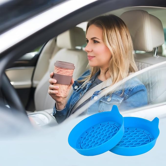 Zpana 4PCS Car Cup Holder Coasters, Silicone Non-Slip Vehicle Cup Recessed Mats, Sift-Proof Automotive Interior Drink Insert Decor Accessories, Universal for SUV, Sedan, Truck (Sky Blue)