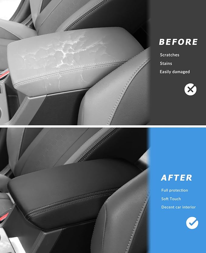 INTGET for 2026 Subaru Crosstrek/Impreza Accessories 2024 2025 Center Console Armrest Cover Leather Arm Rest Box Lid Car Middle Seat Cover Protector (Black Stitches, 2024+)