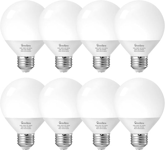 GvvooHome Vanity Light Bulbs for Bathroom, G25 LED Globe Light Bulbs for Makeup Mirror Dressing Room, 60W Equivalent, 5000K Daylight, 800LM, E26 Base, Non-Dimmable, 8-Pack