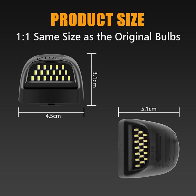 LED License Plate Lights 6000K White for Silverado Sierra 1500 2500 3500 HD | 2 Pieces Rear Tag Light Lamp w/Red OLED Neon Tube, for Chevy Tahoe Suburban 1500 2500, GMC Yukon 1500 2500, Cadillac Escalade