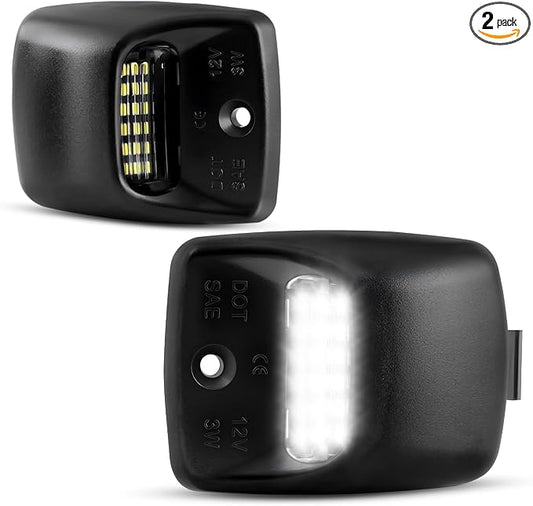 LESAUCE 2025 Upgraded LED License Plate Lights Compatible with 2005-2015 Tacoma/2000-2013 Tundra, 6000K White, Smoke Lens, Tag Lamp Assembly Replacement, IP68 Waterprooof, Pack of 2