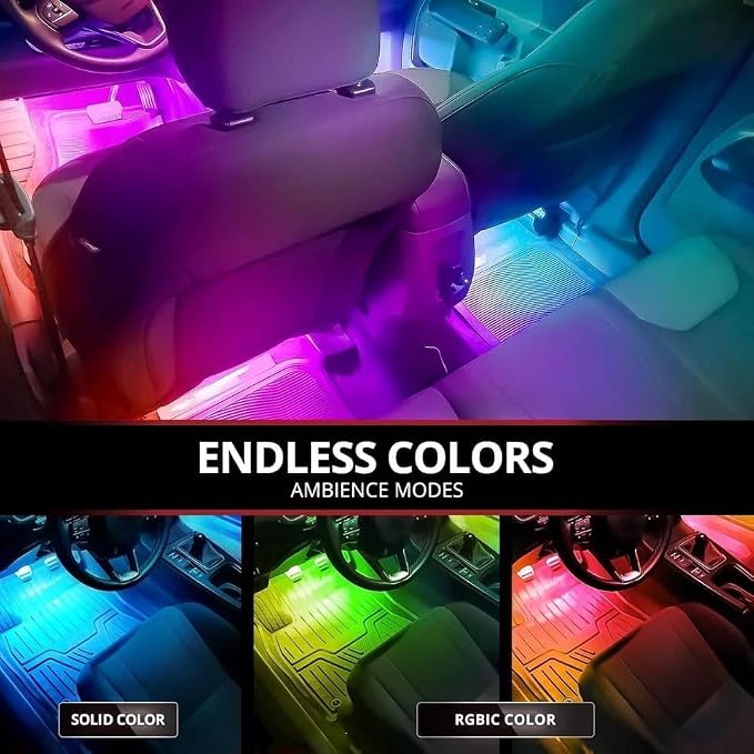 Dreamcolor RGB+IC 72 LED Interior Car Strip Lights with Smart APP Remote Control, Music Sync Under Dash Footwell Neon Internal Lighting Kit Multicolor,12V LED Strip Lights for Cars, Trucks, SUVs