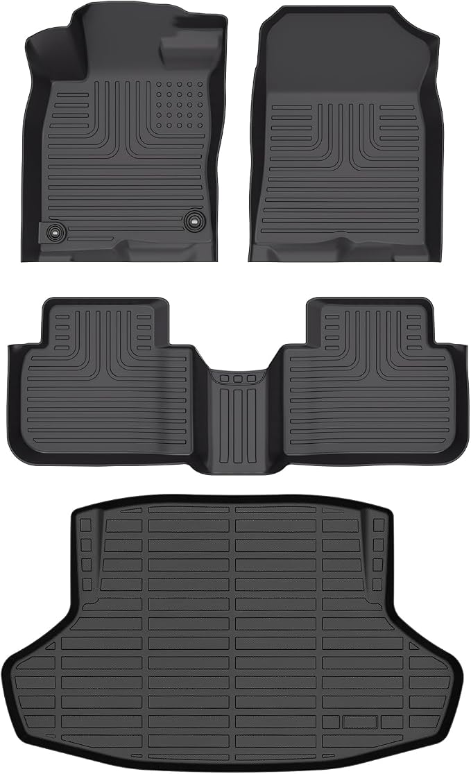 HAFIDI® Floor Mats & Cargo Liner Set Fit for 2022 2023 2024 2025 2026 Honda Civic（Only Sedan, Not for Hybrid & Hatchback All Weather TPE Car Full Set Floor Liners Custom Accessories - Black