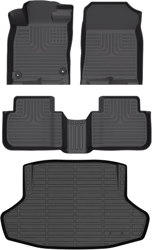 HAFIDI® Floor Mats & Cargo Liner Set Fit for 2022 2023 2024 2025 2026 Honda Civic（Only Sedan, Not for Hybrid & Hatchback All Weather TPE Car Full Set Floor Liners Custom Accessories - Black