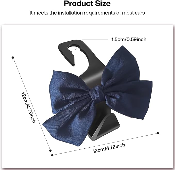 2-Pack Car Seat Headrest Hooks, Handbag Hangers, Dark blue | Storage organizer for handbags, clothes, coats and grocery bags; practical interior accessory for most cars and SUVs