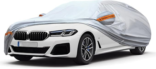 Car Cover, Fit for 188"-198" Length Sedan, 6-Layer All-Weather Waterproof, Universal in All Seasons, Snow Prevention, Rainproof, Acid Rainproof, Sunscreen, Orange Reflective Strip