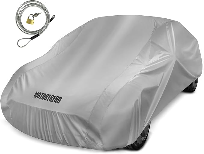 Motor Trend FlexCover Car Cover, Waterproof All-Weather SUV Truck Car Covers for Snow Ice Rain Sun UV Dust Hail Protection, Indoor/Outdoor Full Exterior Cover, Sedan Car Cover (Fits Up to 228" Length)
