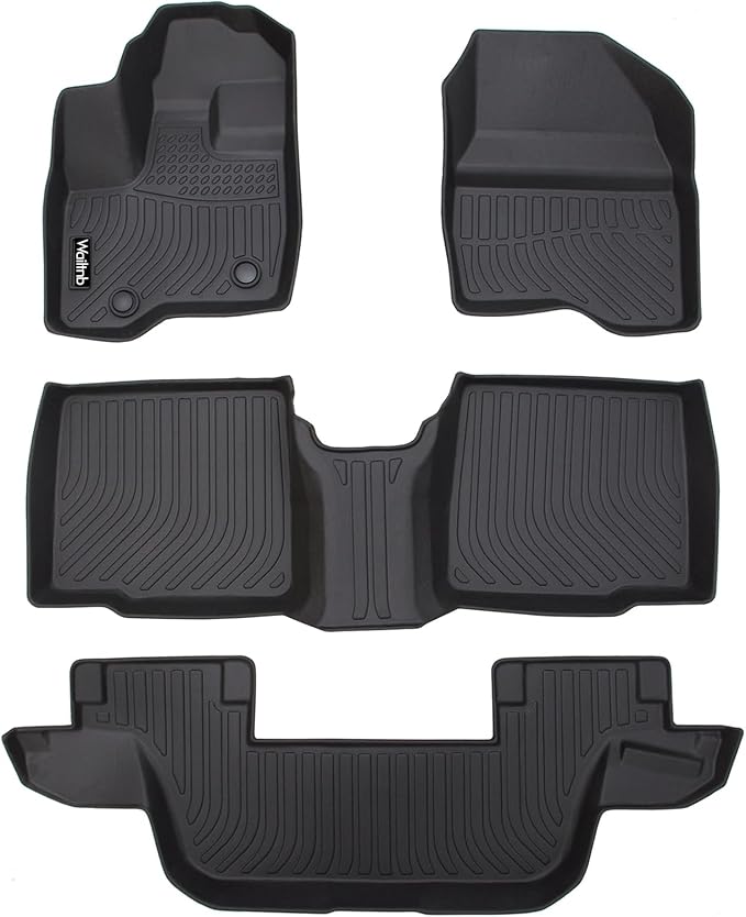 Floor Mats Custom for Ford Explorer 2011-2014 7 Passenger Models Bench Seat All Weather Protection TPE Waterproof Non-Slip Durable Floor Liners Fits Front& 2nd&3rd Row Accessories Black