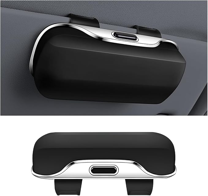 zipelo Sunglasses Holder for Car Sun Visor, Protective Automotive Eyeglasses Storage Case Hanger, Soft Vehicle Interior Glasses Organizer Box Accessories, Universal for SUV Sedan Truck (Black)