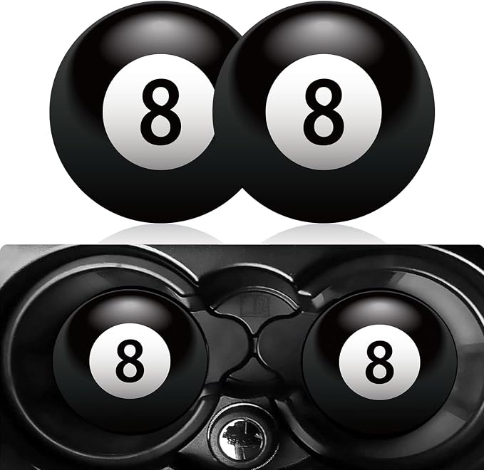 Car Cup Holder Coasters, 2 Pack 2.75" Silicone Cup Holder Insert, Universal Non-Slip Cup Holders, Car Accessories Interior for Women and Man - Billiards Black 8 (Black-8)