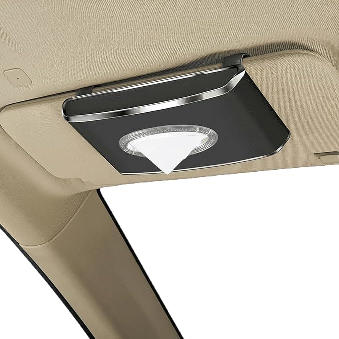 Faux Leather Car Tissue Box for Car Interior, Multi-Function Tissue Holder with Visor Clip, Armrest & Back Seat Napkin Organizer, Vehicle Tissue Dispenser Accessories (Black Hanging)