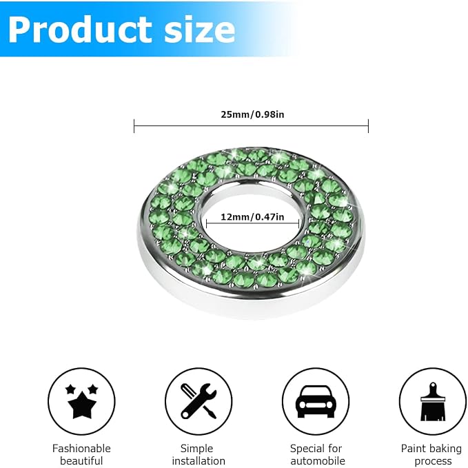 4PCS Bling Inner Car Door Lock Cover Stickers, Rhinestones Pull Rod Bolt Decorations, Crystal Auto Decals for Women Girls, Sparkly Car Door Lock Pin Caps for C Class C200L GLC260 C260L