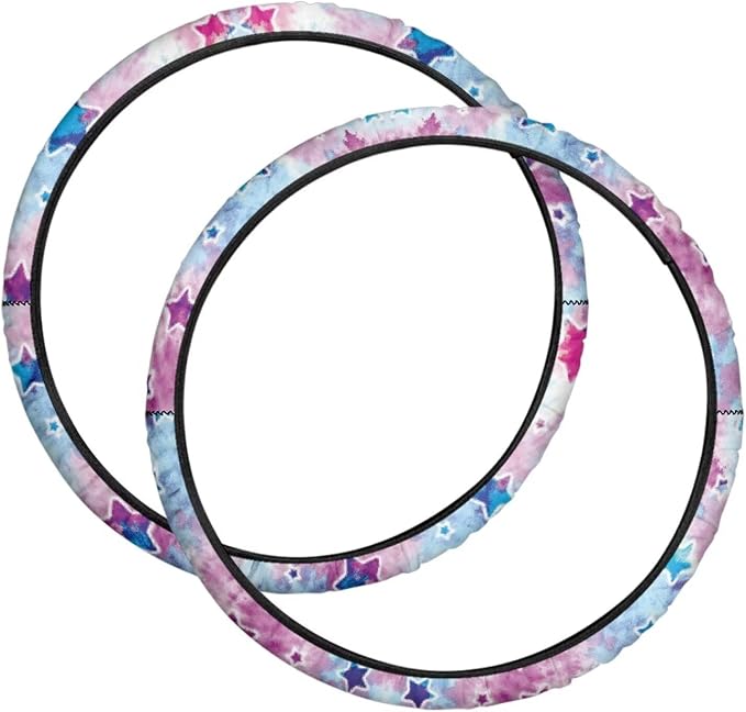 2 Pairs Wheelchair Tire Covers Protectors Watercolor Pink Blue Tie-Dye Stars 24 Inch Wheelchair Cover Non Slip Wear Resistant Wheelchairs Ring Protective Covers for Adults