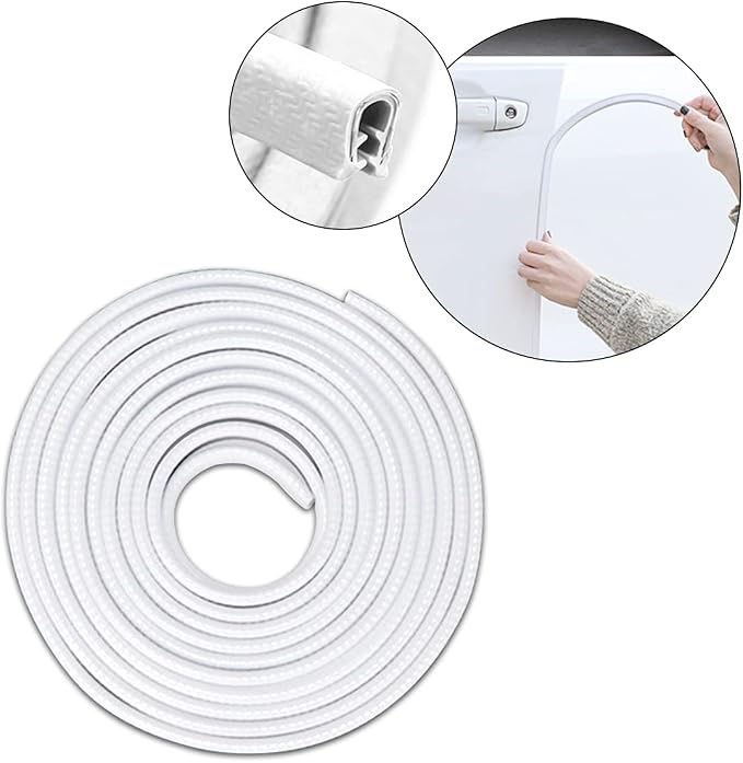 16FT Car Door Edge Guards, U Shape No Glue Trim, White | Universal fit, most cars/SUVs/trucks, rubber seal, press-on channel, no glue, check thick strips, exterior accessories